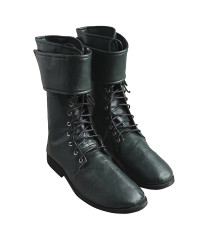 Green Soldier Leather Boots For Men - Synthetic Leather